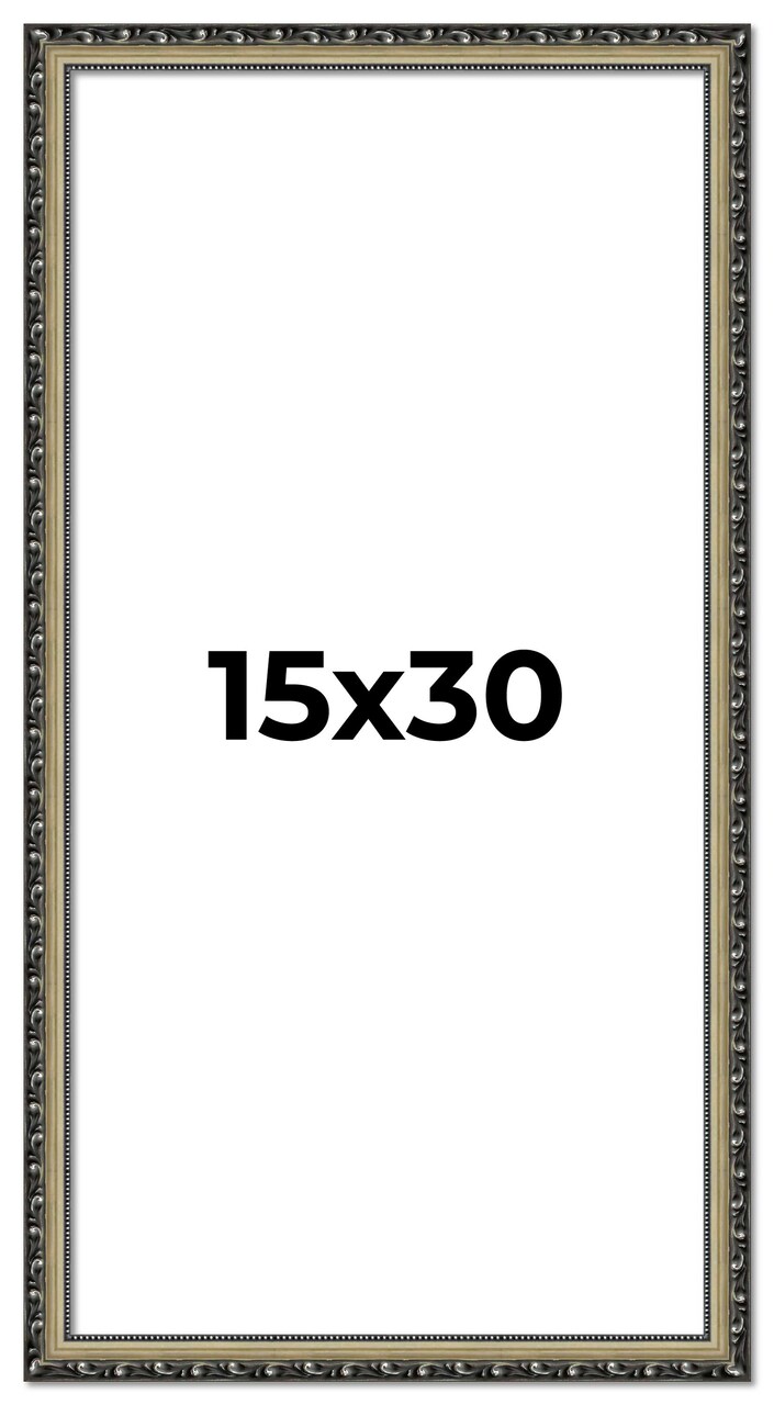 15x30 Museum-Quality Picture Frame with UV-Resistant Acrylic & Acid-Free Backing, Available in 4 Finishes - Gold, Silver, Bronze, and Black